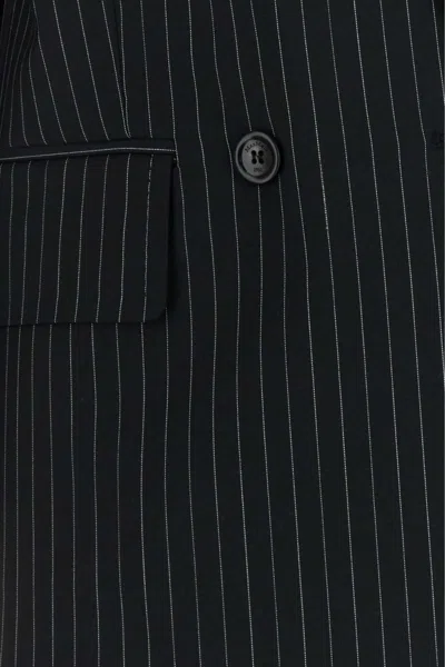 Max Mara Pinstriped Virgin Wool Blazer In Black