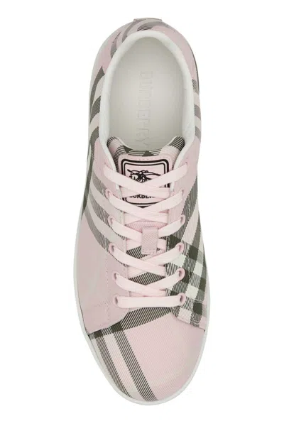 Burberry Check-patterned Canvas Sneaker In Pink
