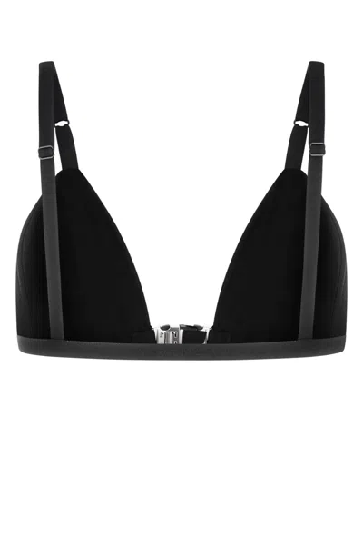 Givenchy Ribbed Knit Bikini Top In Black