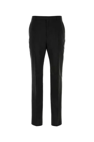 Saint Laurent Pressed-crease Pleated Straight-leg Trousers In Black