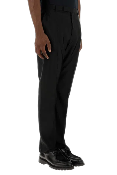 Saint Laurent Pressed-crease Pleated Straight-leg Trousers In Black