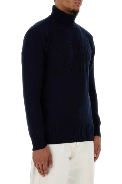 Givenchy Turtleneck Sweater In Cotton With Paris Embroidery Clothing In Blue