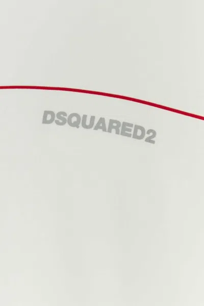 Dsquared2 Men White Crewneck T-shirt With Logo Lettering On The Front In Cotton Man In White