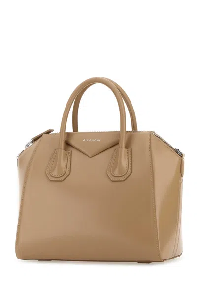 Givenchy Structured Calf Leather Top Handle Bag In Beige