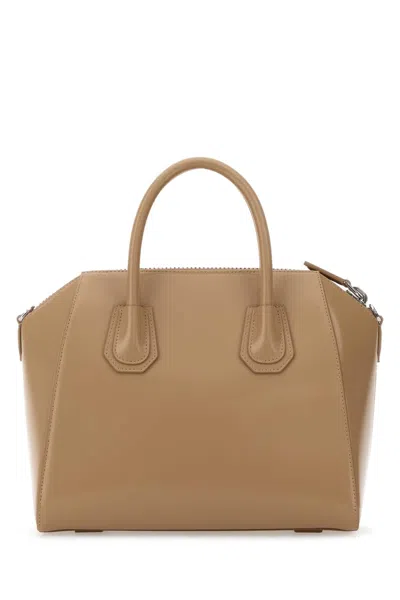 Givenchy Structured Calf Leather Top Handle Bag In Beige