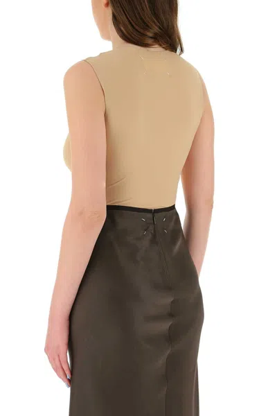Maison Margiela Elastic Polyamide Bodysuit In Beige