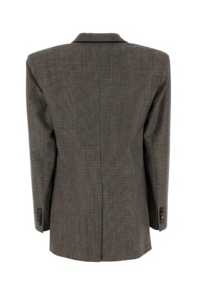 Stella Mccartney Single-breasted Micro Houndstooth Blazer In Gray