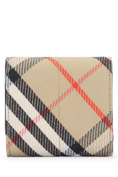 Burberry Checked Polyester-cotton Wallet In Beige