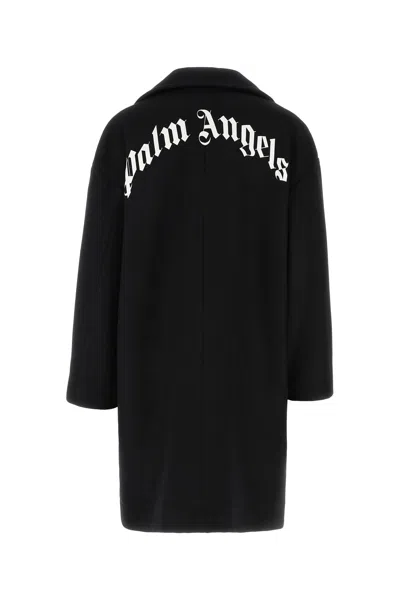 Palm Angels Logo-print Single-breasted Coat In Blue