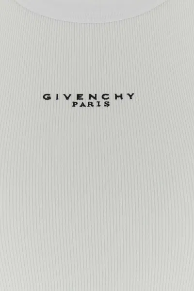 Givenchy White Sleeveless Top With Logo Lettering On The Front In Cotton Stretch Woman In White