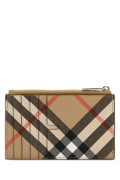 Burberry Check-pattern Wallet In Beige