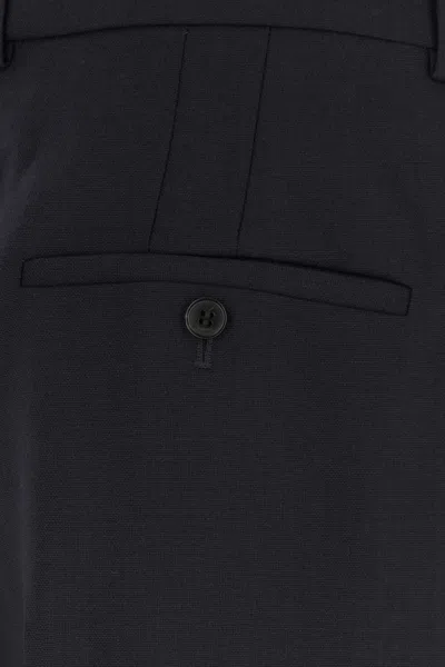 Saint Laurent Pressed-crease Pleated Straight-leg Trousers In Navy