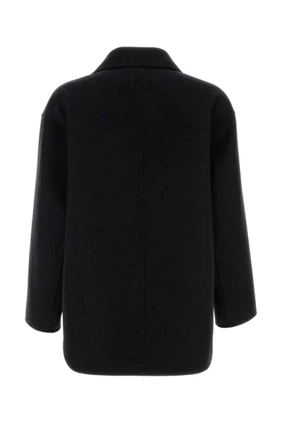Fendi Double-breasted Wool Caban Coat In Black