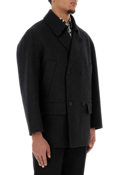 Fendi Double-breasted Wool Caban Coat In Black