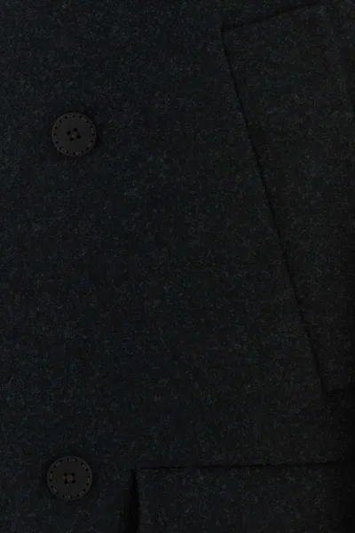 Fendi Double-breasted Wool Caban Coat In Black