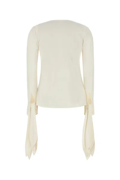 Givenchy Silk V-neck With Draped Cuffs Shirt In White