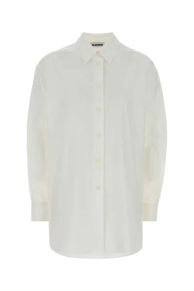 Jil Sander Cotton Muslin Button-front Shirt In White