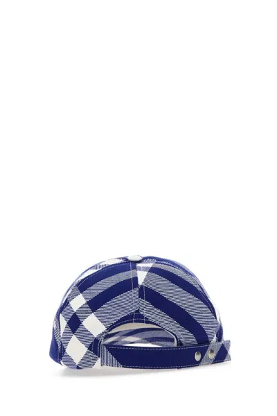 Burberry Cappello Checked Wool-blend Baseball Cap In Blue