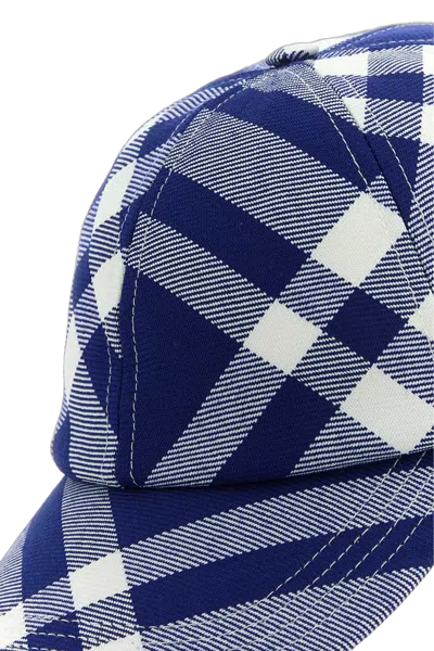 Burberry Cappello Checked Wool-blend Baseball Cap In Blue