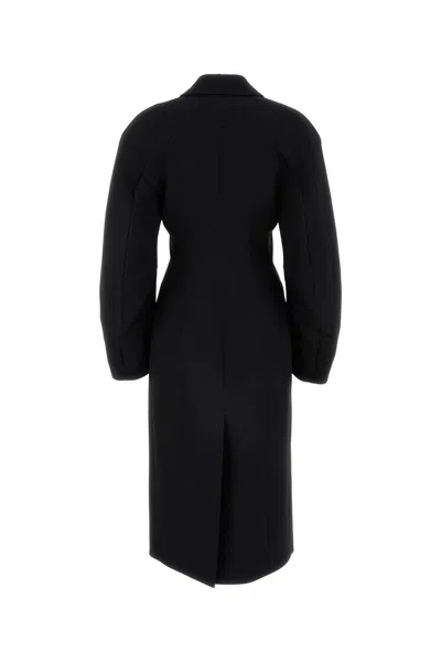 Off-white Wool-blend Tailored Coat In Black