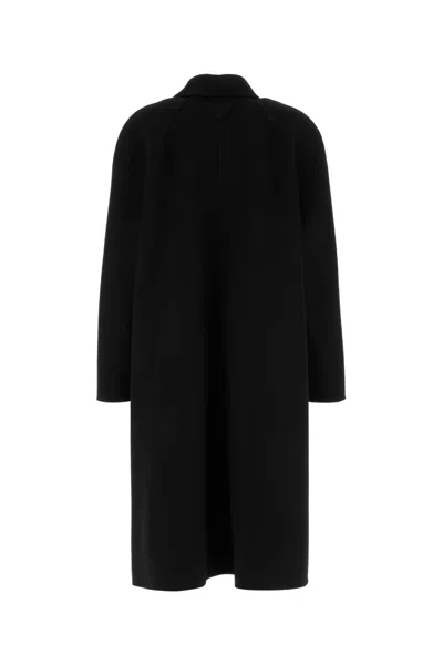 Prada Black Wool Blend Coat In Black