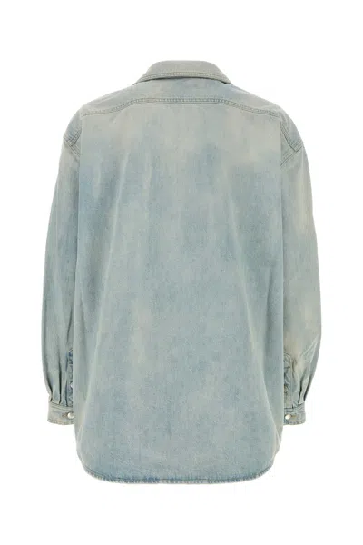 1989 Studio Denim Overshirt With Chest Pocket And Faded Wash In Blue