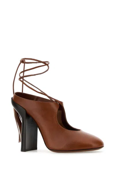 Dries Van Noten Leather Ankle-strap Heel In Brown