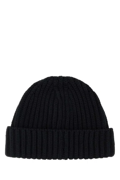 Prada Pr1hc3902dzlf0002bb Ribbed Wool Beanie In Black