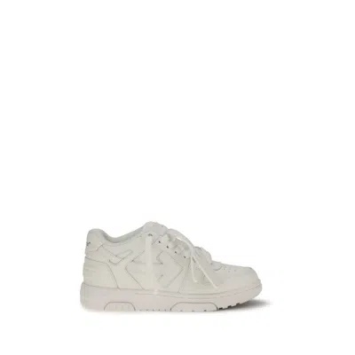 Off-white Monochromatic Leather Sneakers With Textured Sole In White