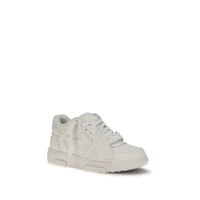 Off-white Monochromatic Leather Sneakers With Textured Sole In White