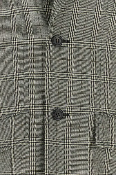 Marni Wool Blazer Oversize Embroidered Checked Design In Gray