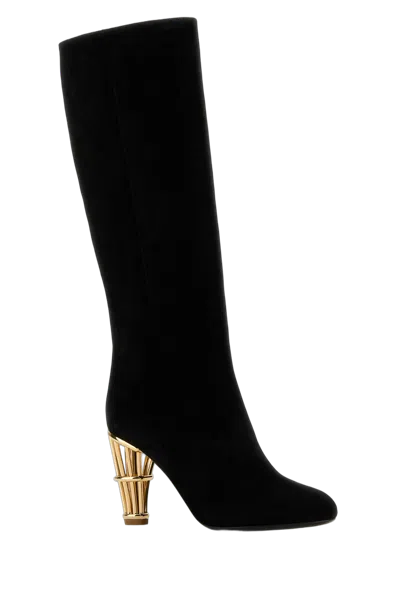 Ferragamo Woman Boot Black Size 8 Calfskin In Black