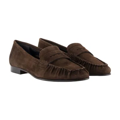 Aeyde Aldous Ruched Loafers In Brown