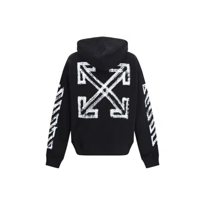Off-white Motion Arrow Skate Black Cotton Hoodie With Distinctive Graphic Prints In Black