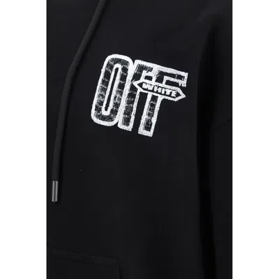 Off-white Motion Arrow Skate Black Cotton Hoodie With Distinctive Graphic Prints In Black