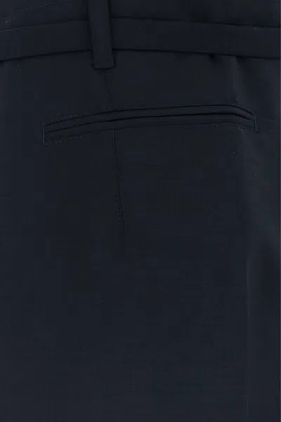 Prada Wool Blend Pleated Palazzo Pant Belt Loops In Blue