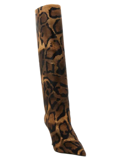Le Silla Leopard-print Calf Boot In Brown
