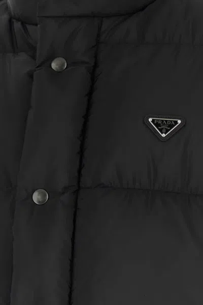 Prada Re-nylon Down Jacket For Men In Black