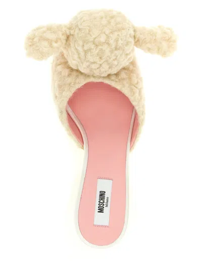 Moschino Wool Blend Sheep Appliqué Mule In White
