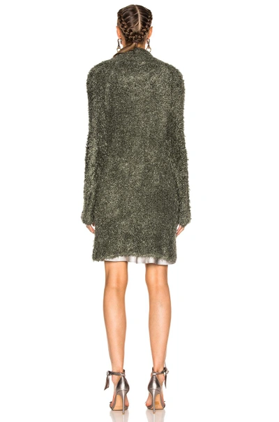 Shop Baja East Fuzzy Knit Jacket In Green. In Olive