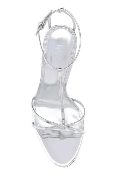 Paris Texas Lidia T Leather T-strap High Heel Sandals In Silver