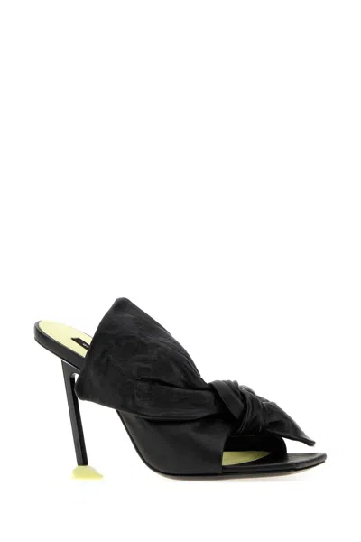 Givenchy Bow-tied Leather Mule Sandal In Black