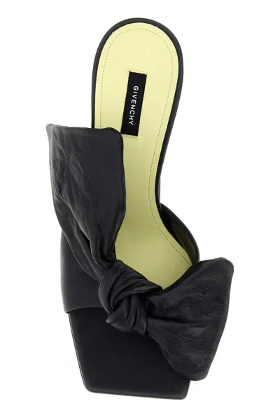 Givenchy Bow-tied Leather Mule Sandal In Black