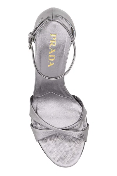 Prada Sandali Heel Sandal In Silver