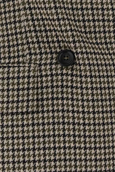 Max Mara Houndstooth T-shirt Jacket Double-breasted Lined Wool-blend In Brown