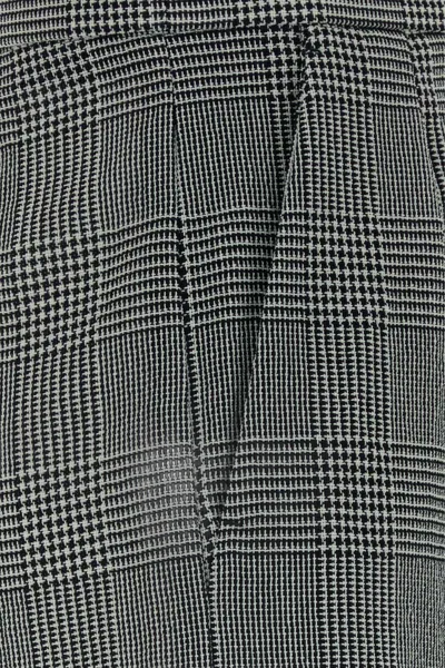 Max Mara Embroidered Wool Agoraio Checked Mini Shorts In Gray
