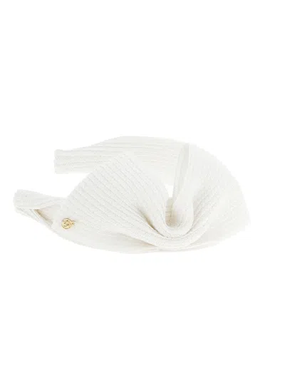 Maison Michel Beth Headband Featuring Bow Knit Texture In White