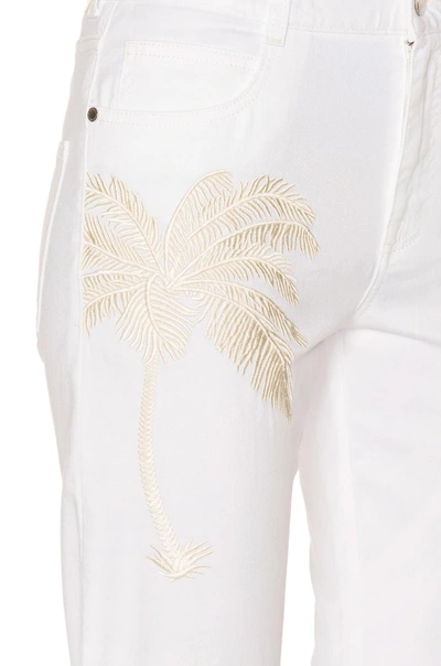 Shop Stella Mccartney Palm Tree Embroidered Boyfriend In White