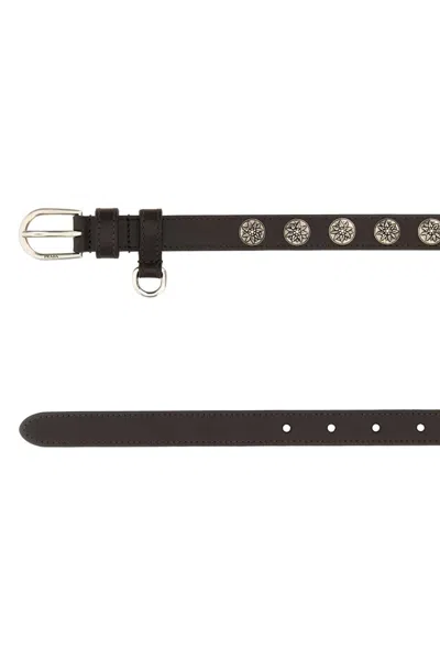 Prada 2 Cm Calf Leather Belt With Silver-tone Hardware In Black