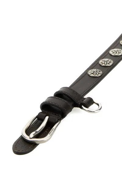 Prada 2 Cm Calf Leather Belt With Silver-tone Hardware In Black